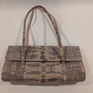 Leather clutch, Stuart Weitzman snakeskin and pink leather wallet